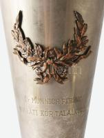 1979-1988 Dr. Münich Ferenc Baráti Kör Találkozói emlékserleg, fém, fa, táblával, 30x43cm
