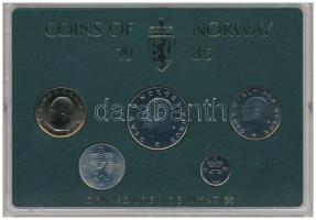 Norvégia 1985. 10ö-10K (5xklf) forgalmi sor műanyag tokban T:UNC Norway 1985. 10 Öre - 10 Kroner (5xdiff) coin set in original plastic case C:UNC