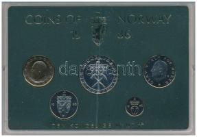 Norvégia 1986. 10ö-10K (5xklf) forgalmi sor műanyag tokban T:UNC Norway 1986. 10 Öre - 10 Kroner (5xdiff) coin set in original plastic case C:UNC