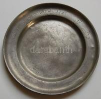 1797 Johann Friedrich Woernle cipész jelzett ón-tányér / Tin-plate marked 22 cm