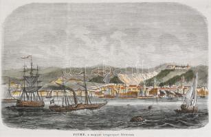 ca 1860 Fiume színezett fametszet, paszpartuban. 24x16 cm