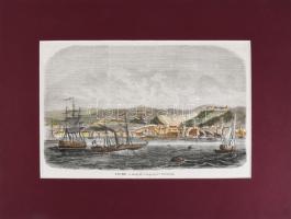ca 1860 Fiume színezett fametszet, paszpartuban. 24x16 cm