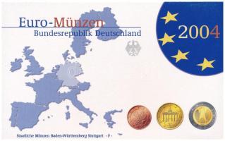 Németország 2004F 1c-2E (8xklf) forgalmi szett műanyag és papírtokban T:PP Germany 2004F 1 Cent - 2 Euro (8xdiff) coin set in plastic and paper case C:PP