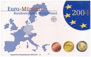 Németország 2004D 1c-2E (8xklf) forgalmi szett műanyag és papírtokban T:PP Germany 2004D 1 Cent - 2 Euro (8xdiff) coin set in plastic and paper case C:PP