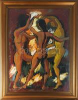 Gebauer Ernő (1882-1962): Táncoló női aktok. Olaj, karton. Jelezve jobbra lent. 80x60 cm. Dekoratív,...