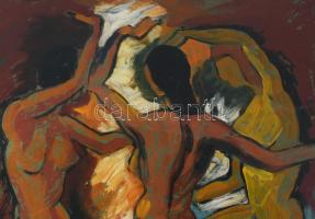 Gebauer Ernő (1882-1962): Táncoló női aktok. Olaj, karton. Jelezve jobbra lent. 80x60 cm. Dekoratív,...