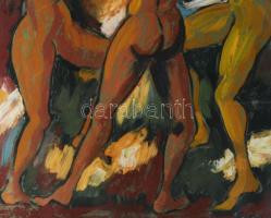 Gebauer Ernő (1882-1962): Táncoló női aktok. Olaj, karton. Jelezve jobbra lent. 80x60 cm. Dekoratív,...