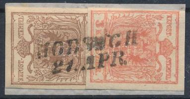 1850 6kr + 3kr MP III. lépcsős bérmentesítés kivágáson "HODSÁGH"
Certificate: Ferchenbaue...