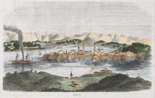 ca 1860 Zára városa színezett fametszet. paszpartuban 20x13 cm