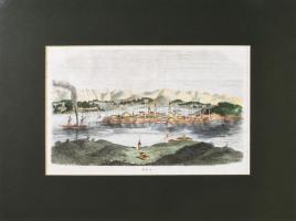 ca 1860 Zára városa színezett fametszet. paszpartuban 20x13 cm