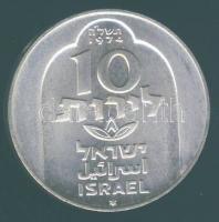 Izrael 1974. 10L Ag "Hanukkah" T:BU Eredeti bőrtokban és tanúsítvánnyal!
