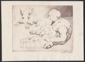 Gálfi István: Patkányszelidítő rézkarc-papír 26x19 cm