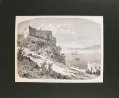 ca 1860 Cattaroi öböl fametszet. paszpartuban 25x18 cm