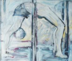 Győrffy Sándor (1951-): Híd pozíció I. (Bridge position I.), 1987. Akril, papír, jelzett a hátoldalá...