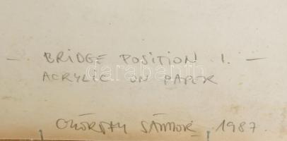 Győrffy Sándor (1951-): Híd pozíció I. (Bridge position I.), 1987. Akril, papír, jelzett a hátoldalá...