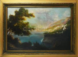 Háry Gyula (1864-1946): Nápoliy öböl látképe. Olaj, vászon, jelzett, javított, apró sérüléssel. Deko...