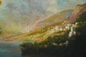 Háry Gyula (1864-1946): Nápoliy öböl látképe. Olaj, vászon, jelzett, javított, apró sérüléssel. Deko...
