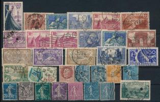 Franciaország 32 db perfin bélyeg, stecklapon