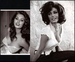 cca 1965 előtt készült felvételek Sophia Loren olasz színésznőről, 2 db modern nagyítás jelzés nélkül, 21x15 cm és 15x10 cm