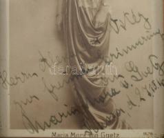 Kassa Maria Mora von Goetz operaénekes autográf dedikált fotója, üvegezett kerteben