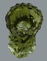 Osztrák jégüveg váza. Anyagában színezett, formába öntött, minimális pattogzással, m: 18 cm