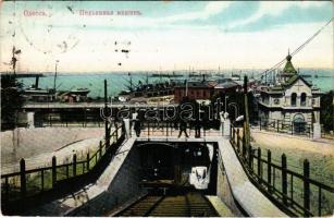 1913 Odesa, Odessza, Odessa; La funiculaire / funicular railway, train, port (tear)