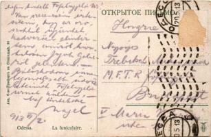1913 Odesa, Odessza, Odessa; La funiculaire / funicular railway, train, port (tear)