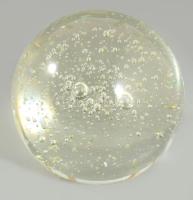 Murano anyagában buborékos levélnehezék, jelzés nélkül, hibátlan, m: 9 cm