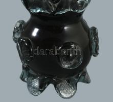 Magyar iparművész formált szakított üveg váza, jelzés nélkül, hibátlan, m: 27 cm