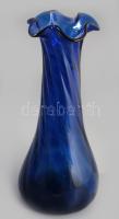 Királykék szakított üveg váza, hibátlan, m: 32 cm