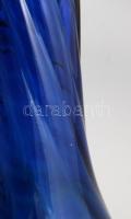 Királykék szakított üveg váza, hibátlan, m: 32 cm