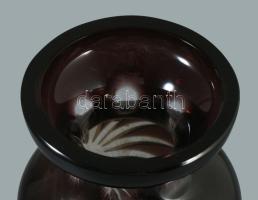 Magyar ólomkristály váza, pácolt, jelzés nélkül, m:26 cm