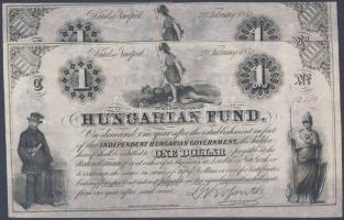 1852. 1$ (2x) "Kossuth bankó" "C" kézzel írott egymásutáni sorszámmal T:I