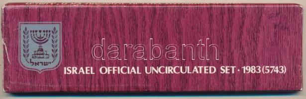 Izrael 1983. 10A-10S (6xklf) "Israel official uncirculated set 1983(5743)" forgalmi sor műanyag és papírtokban, angol nyelvű leírással T:UNC Israel 1983. 10 New Agora - 10 Sheqel (6xdiff) "Israel official uncirculated set 1983(5743)" mint set in plastic and paper case, with English description C:UNC
