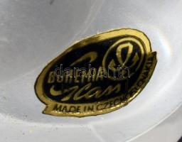 Bohemia 3 darab savmaratott kristály figura, jelzett, hibátlan, m: 8,5 cm alatt