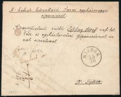 1857 Hivatalos levél, benne az érdekes eredeti levél és annak mellékletei / Official cover "KIS...