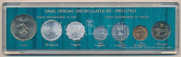 Izrael 1980. 1L-1/2S (7xklf) "Israel official uncirculated set 1980(5740)" forgalmi sor mű...