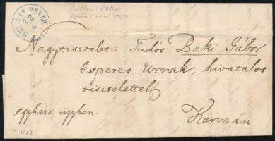 1867 Hivatalos levél / Official cover, kék / blue "ŐRI SZT. PETER" (Ryan nem hozza / not l...