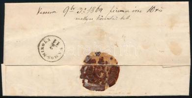 1864 Komplett portós levél 10kr portóval / Unpaid cover "NAGY-MAROS" - "VÁMOS-MIKOLA&...