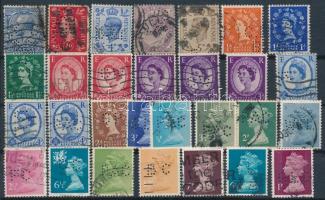 Nagy-Britannia 29 db perfin bélyeg, stecklapon