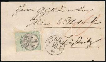 1868 Magánlevél 5kr okmánybélyeggel, amelyet nem bélyegeztek le, hanem a levelet megportózták 10 kra...