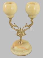 Ónix kétágú gyertyatartó, m: 19,5 cm