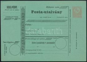 1871 Használatlan 5kr díjjegyes magyar nyelvű postautalvány kiváló állapotban