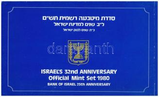 Izrael 1980. 1L-1/2S (7xklf) Ni forgalmi sor műanyag és papírtokban, angol nyelvű leírással T:UNC Israel 1980. 1 Lira - 1/2 Sheqel (7xdiff) Ni mint set in plastic and paper case, with English description C:UNC