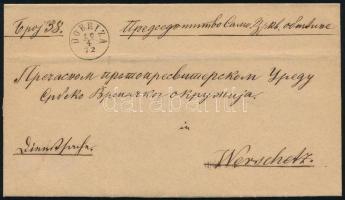 1872 Hivatalos levél "DOBRIZA" gyűszűbélyegzéssel (Gudlin 500 p) / Official cover