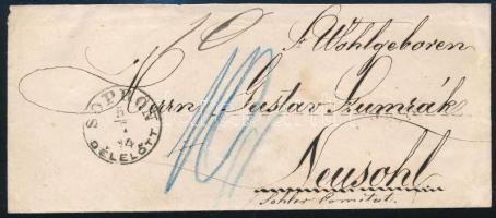 1874 Portós levél / Unpaid cover "SOPRON / DÉLELŐTT" - Neusohl