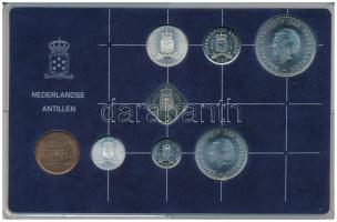 Holland Antillák 1985. 1c - 2 1/2G (7xklf) forgalmi sor + "Rijks Munt" Cu zseton műanyag dísztokban T:UNC Netherlands Antilles 1985. 1 Cent - 2 1/2 Gulden (7xdiff) coin set + "Rijks Munt" Cu token in original plastic case C:UNC