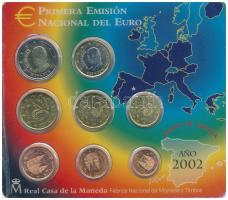 Spanyolország 2002. 1c-2E forgalmi sor (8xklf) műanyag lapon T:UNC hajlott lap Spain 2002. 1 Cent - 2 Euro coin set (8xdiff) on plastic sheet C:UNC bent sheet