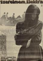 1974 Szerelmem Elektra, színes magyar film plakát, rendezte: Jancsó Miklós, javított szakadással, gyűrődésekkel, 56×40 cm