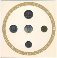 Törökország 2003. 25L-250L (4xklf) forgalmi sor + "Darphane Turkish mint" Ag zseton karton...